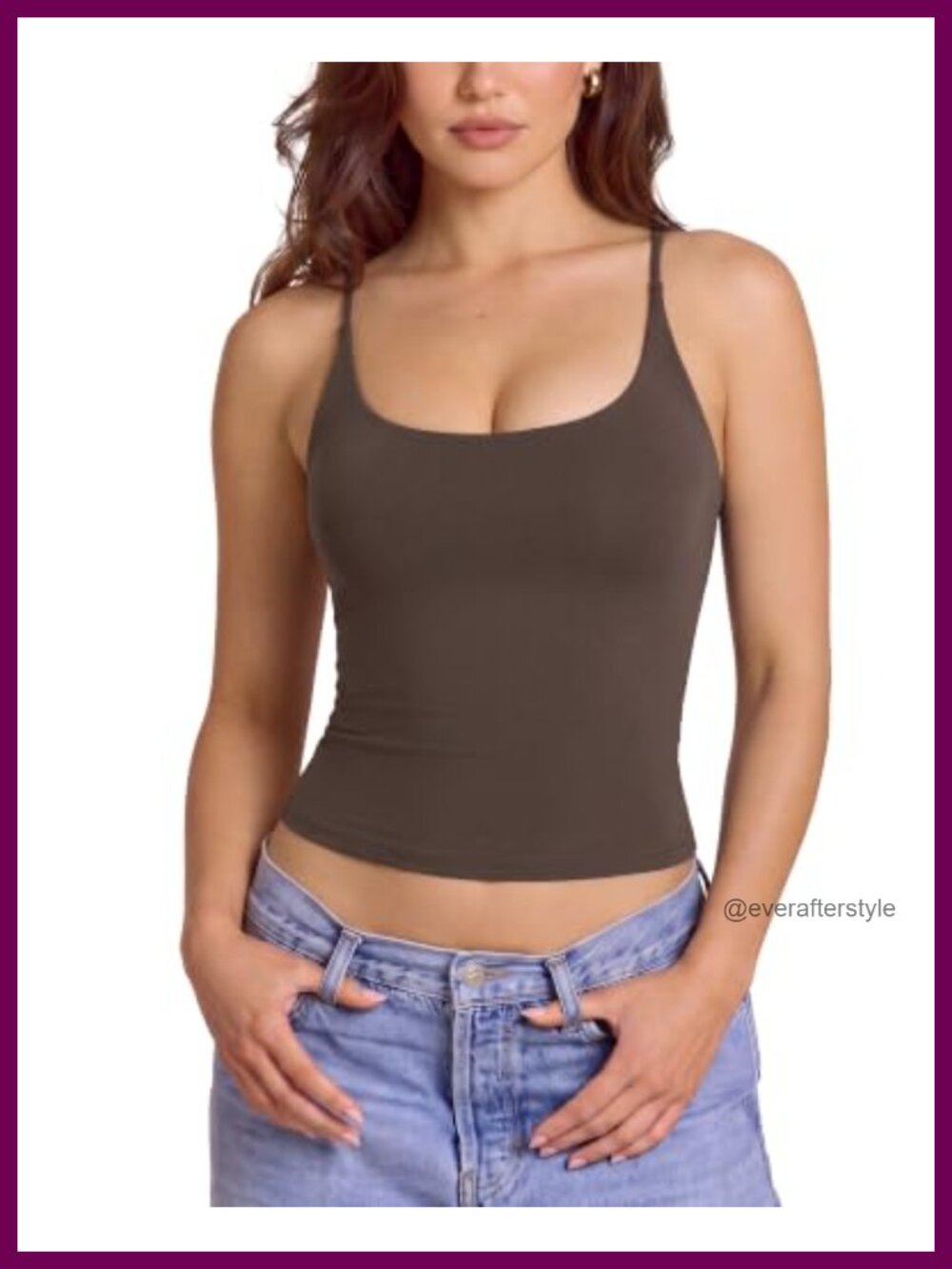 Padded Scoop Neck Tank Top Double Lined Sleeveless Camisole Going Out Top